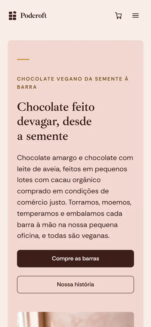 Modelo de loja de chocolates, no celular