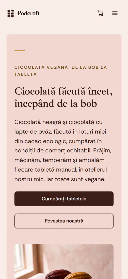 Șablon pentru magazin de ciocolată, pe telefon