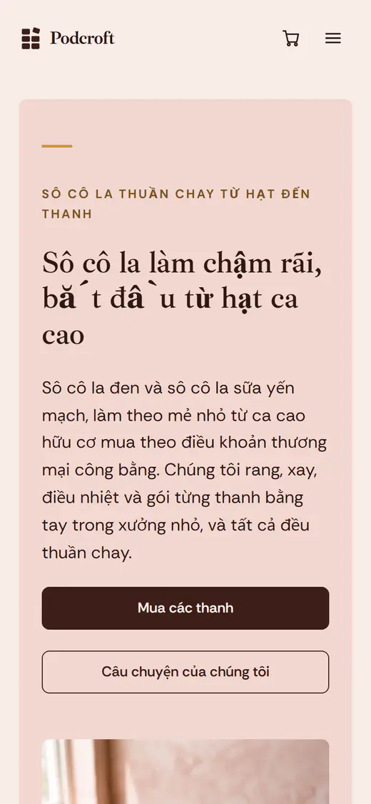 Mẫu cửa hàng socola, trên điện thoại