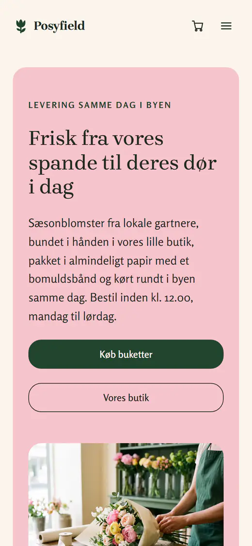 Skabelon til blomsterbutik, på en telefon