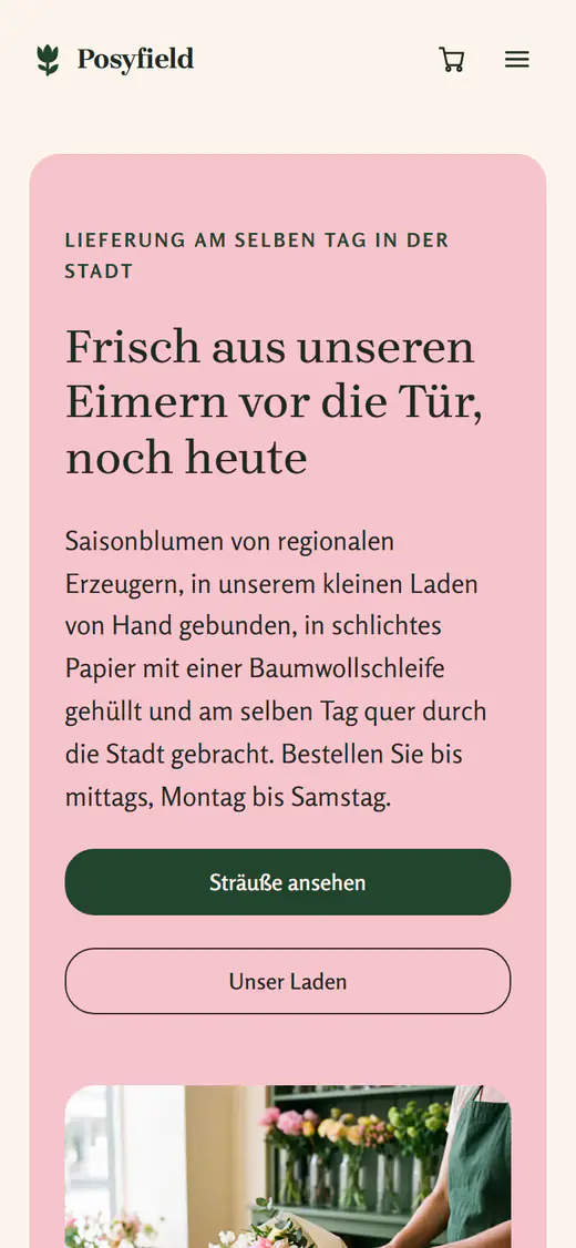 Shop-Vorlage für Blumenläden auf einem Smartphone