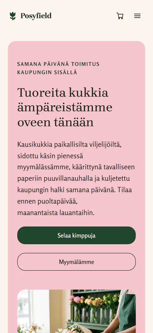 Kukkakaupan malli, puhelimella