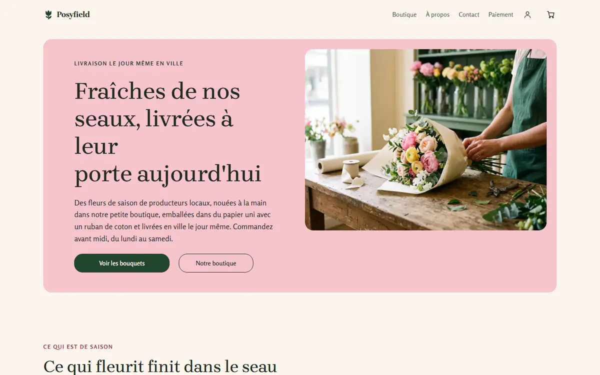 Modèle de boutique de fleurs, sur ordinateur