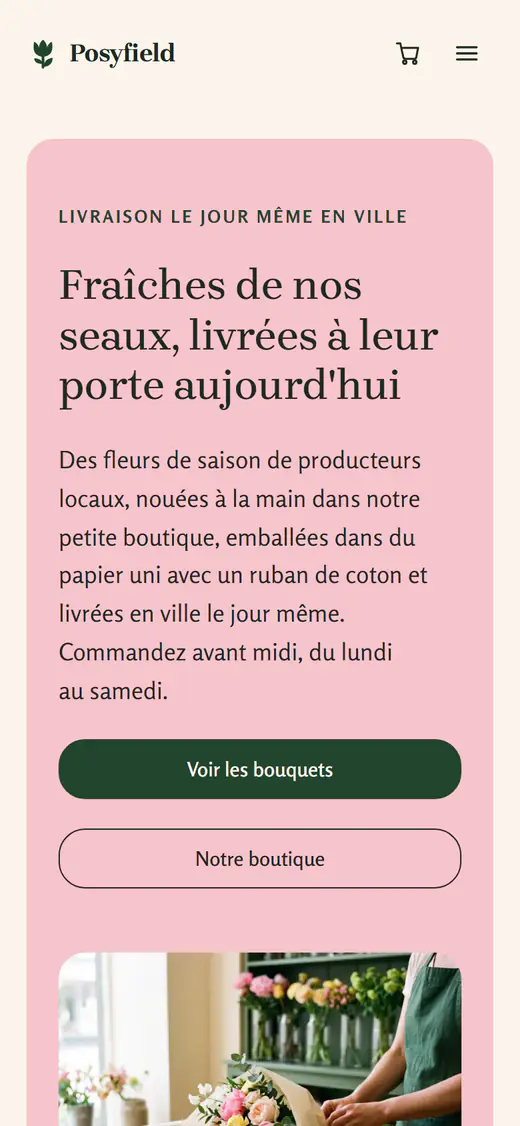 Modèle de boutique de fleurs, sur téléphone