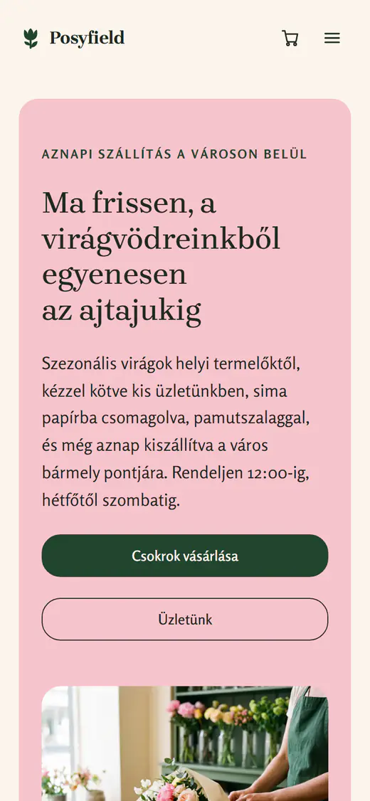 Virágbolt webáruház-sablon telefonon