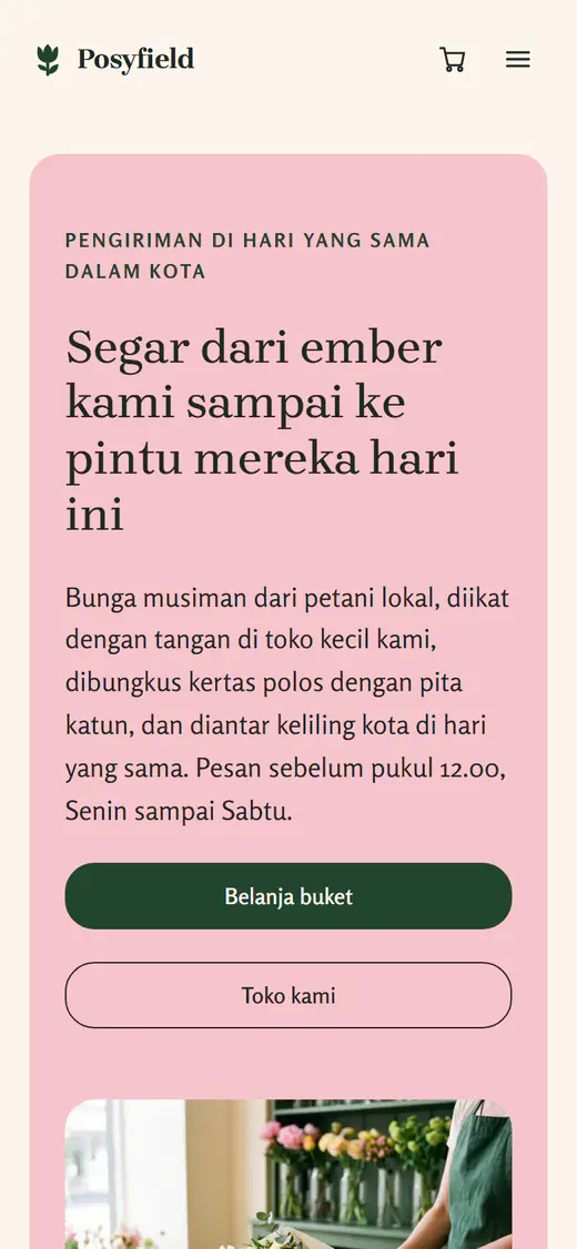 Templat toko bunga, di ponsel