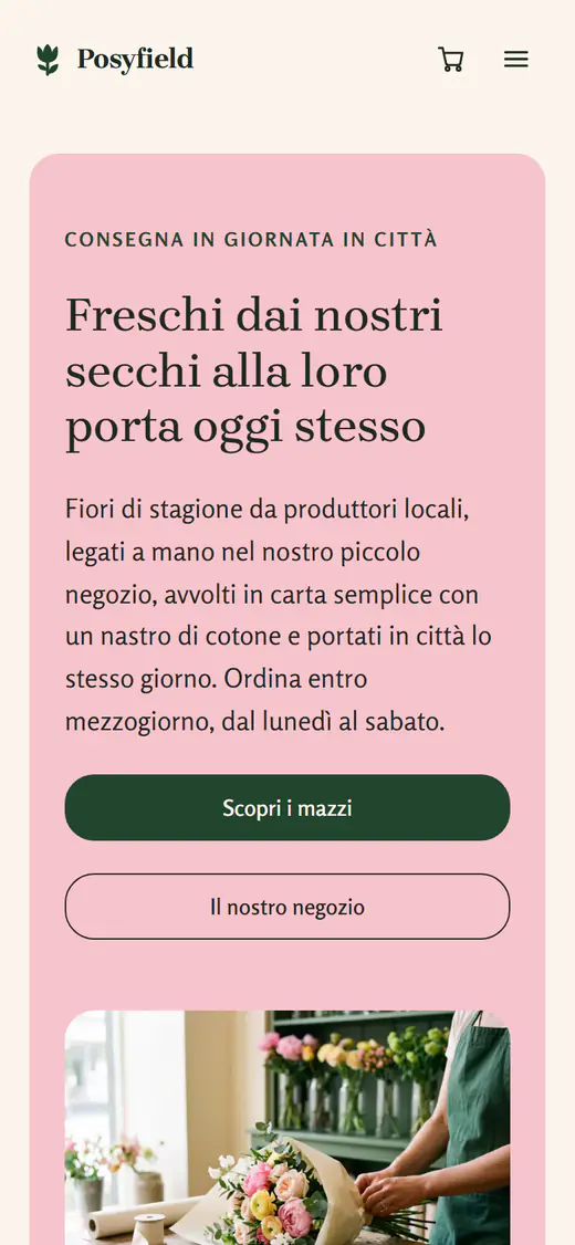 Modello di negozio di fiori, su smartphone