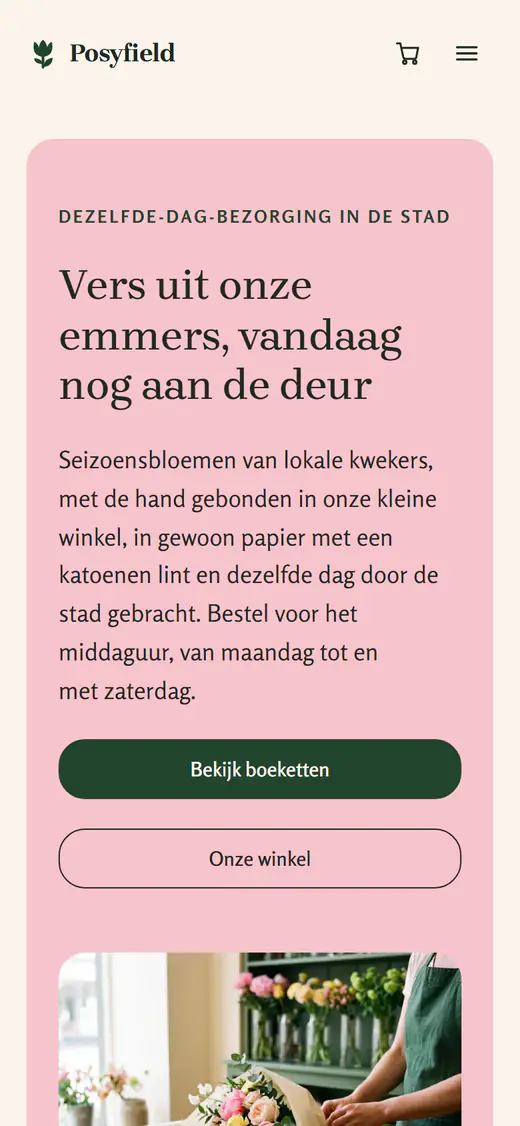 Sjabloon voor een bloemenwinkel, op een telefoon