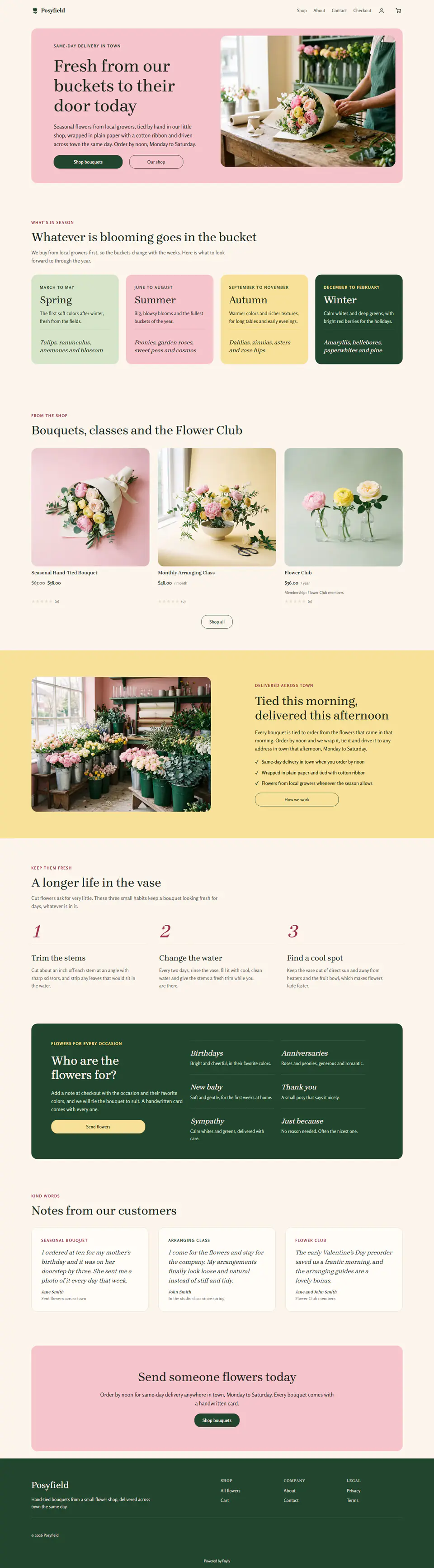 Flower shop template, the whole home page