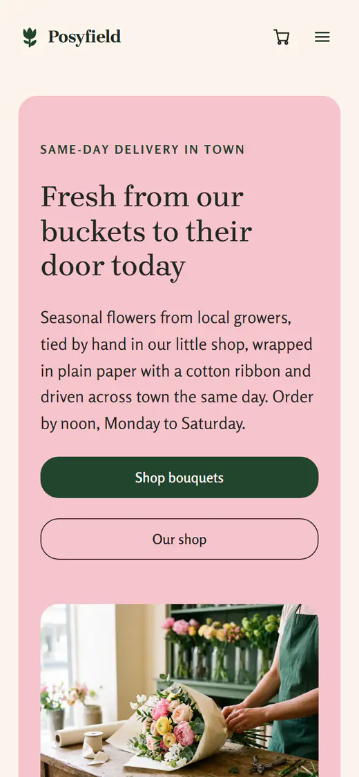 Flower shop template, on a phone