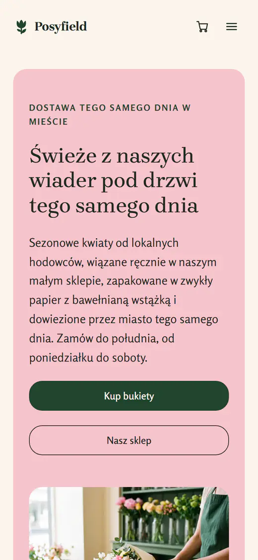 Szablon kwiaciarni na telefonie