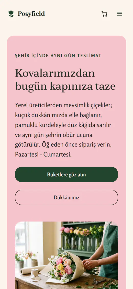 Çiçek dükkânı şablonu, telefonda