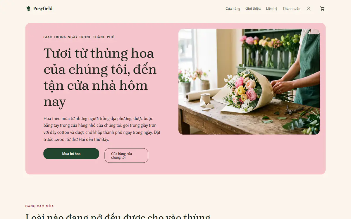 Mẫu cửa hàng hoa, trên máy tính