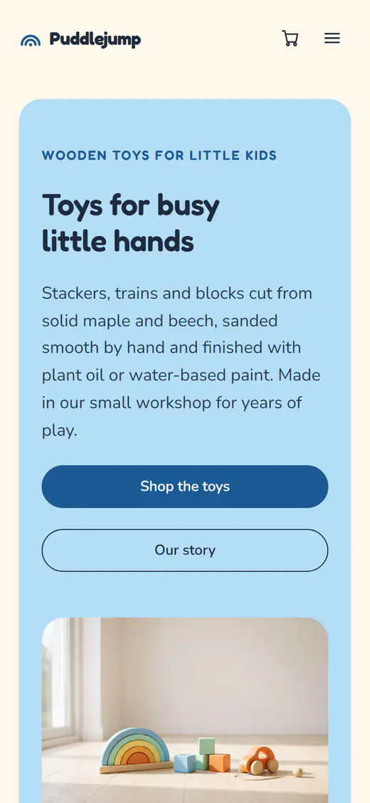 Toy store template, on a phone