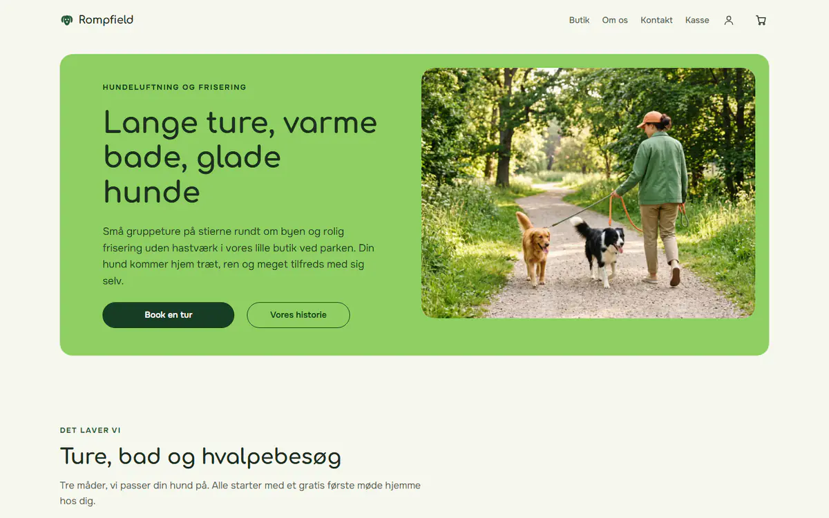 Skabelon til hundelufter og hundefrisør, på en computer