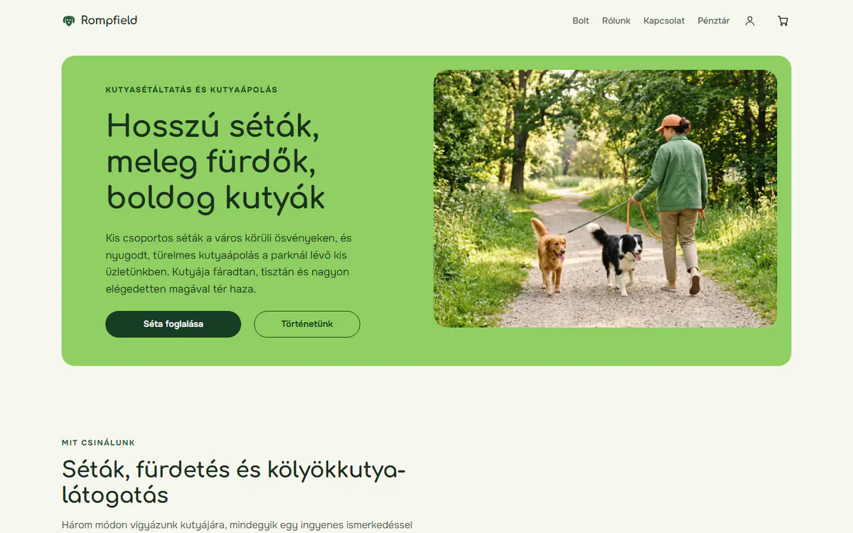 Kutyasétáltató és kutyakozmetikai webhelysablon számítógépen