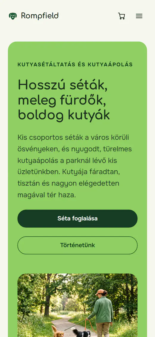 Kutyasétáltató és kutyakozmetikai webhelysablon telefonon