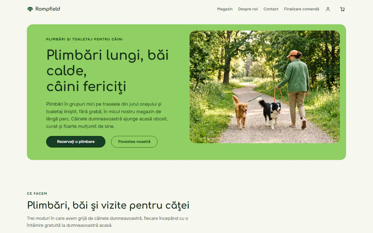 Șablon de site pentru plimbarea și toaletarea câinilor, pe calculator