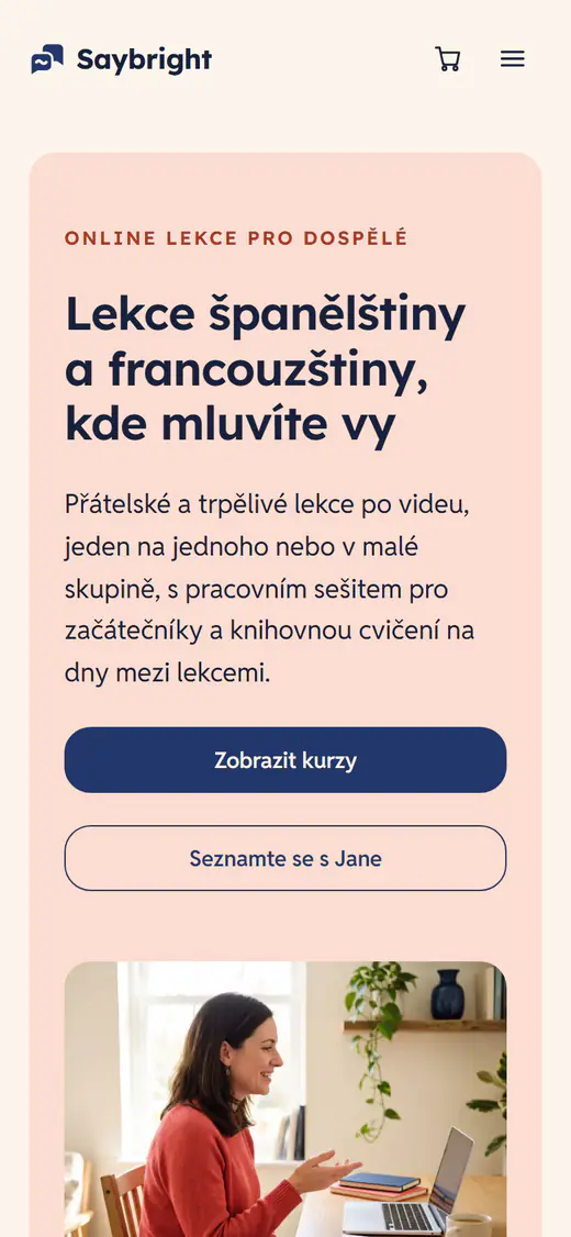 Šablona webu jazykového lektora v telefonu