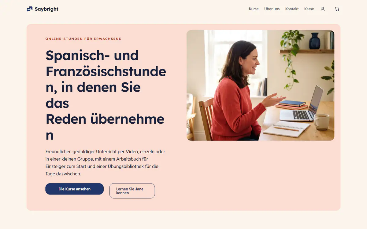 Website-Vorlage für Sprachlehrer auf einem Computer