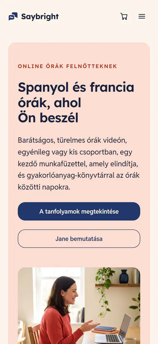 Nyelvoktató webhelysablon telefonon