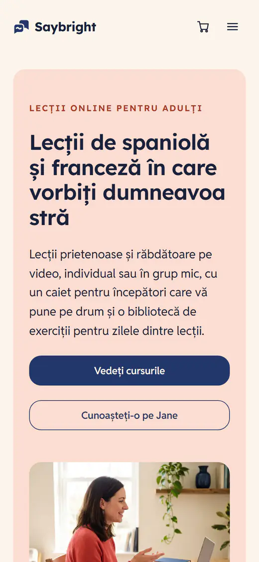 Șablon de site pentru profesor de limbi, pe telefon