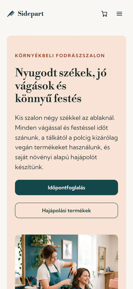 Fodrászszalon webhelysablon telefonon