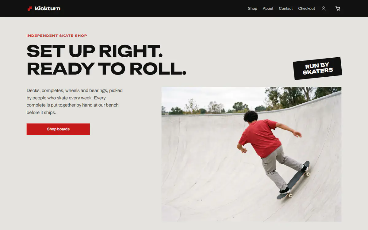 Skate shop template, on a computer