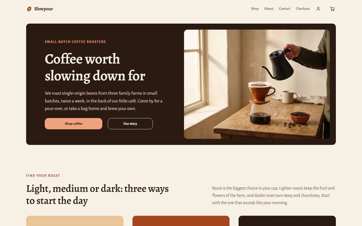 Coffee roaster store template, on a computer