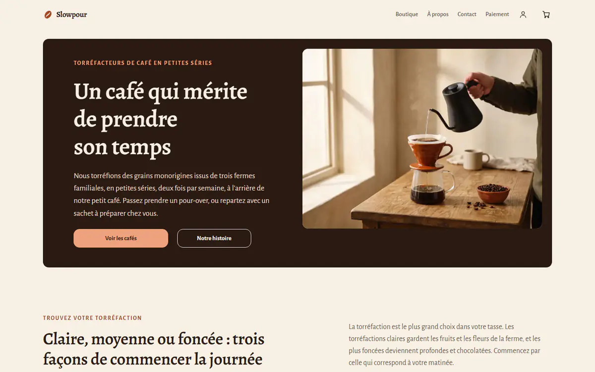 Modèle de boutique de torréfacteur, sur ordinateur