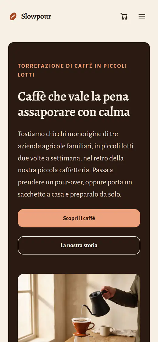 Modello di negozio di torrefazione di caffè, su smartphone