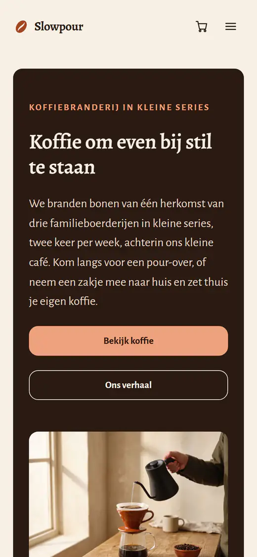 Sjabloon voor een koffiebranderij, op een telefoon