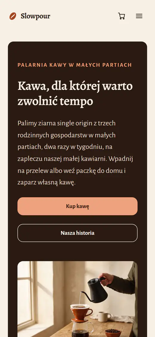 Szablon sklepu palarni kawy na telefonie