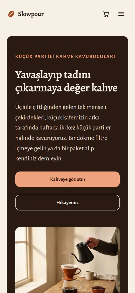 Kahve kavurucusu mağazası şablonu, telefonda