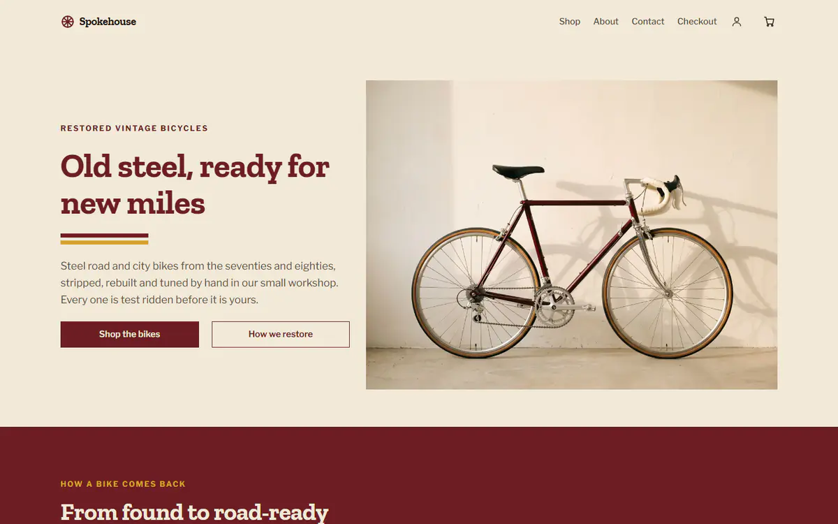 Bike shop template, on a computer