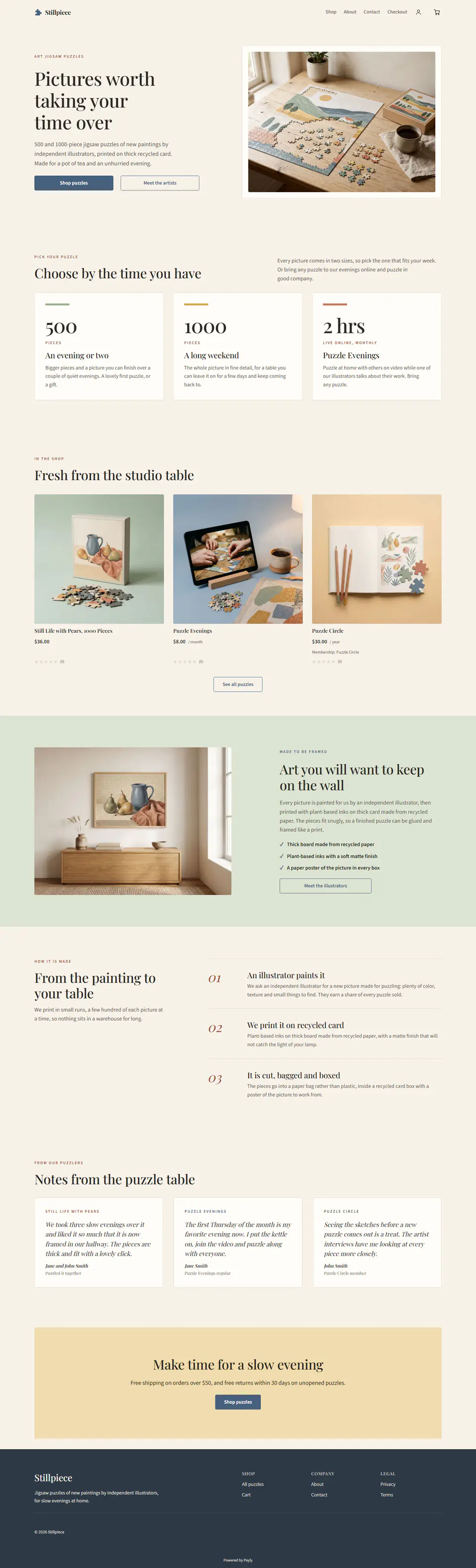 Jigsaw puzzle store template, the whole home page