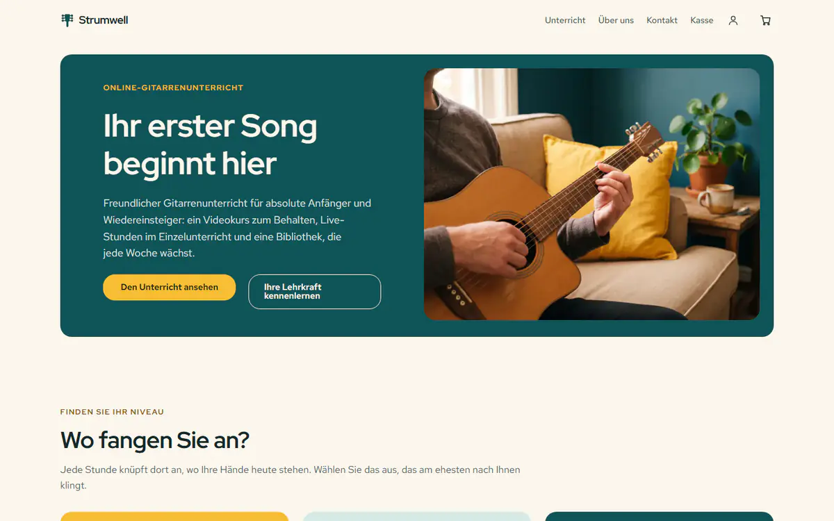 Website-Vorlage für Online-Unterricht auf einem Computer
