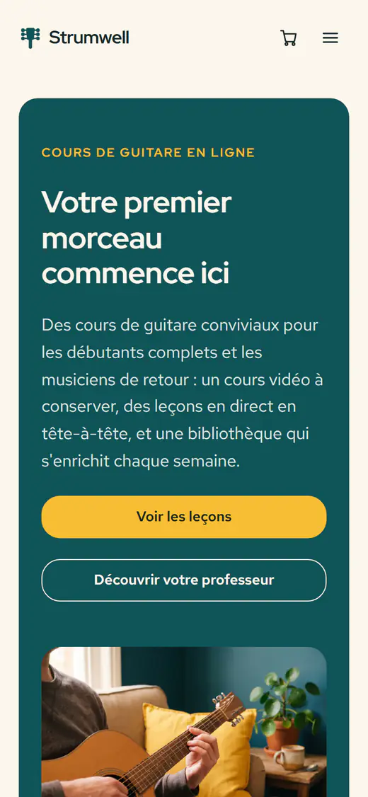 Modèle de site pour cours en ligne, sur téléphone
