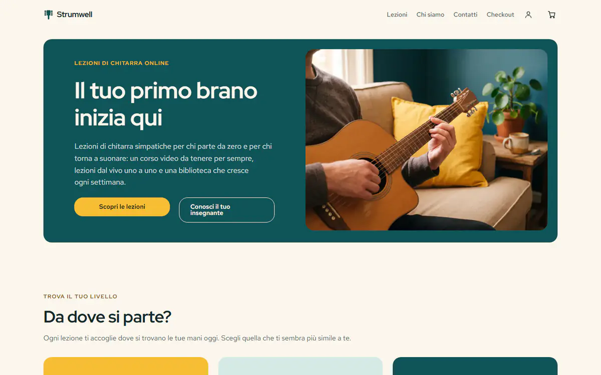 Modello di sito per lezioni online, su computer
