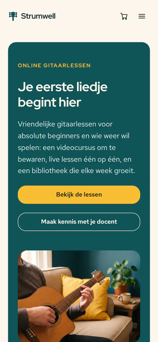 Sjabloon voor online lessen, op een telefoon