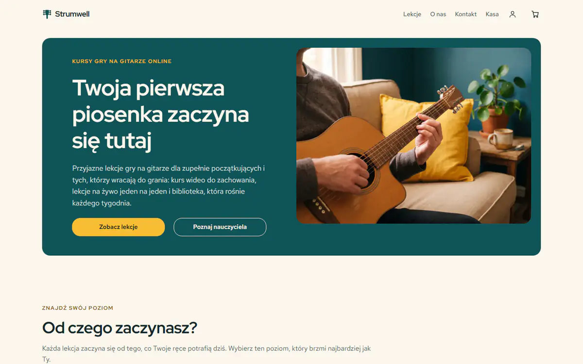 Szablon strony z lekcjami online na komputerze
