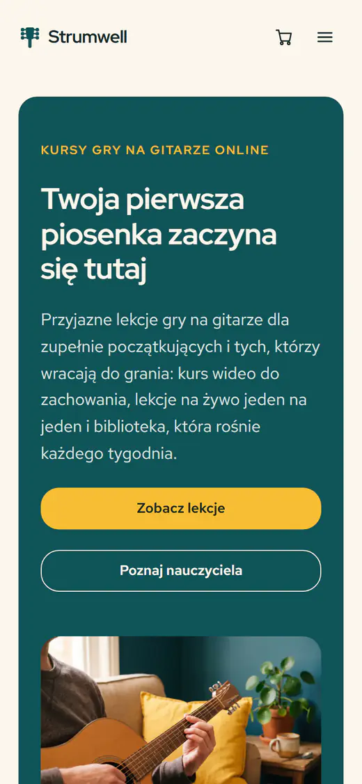 Szablon strony z lekcjami online na telefonie