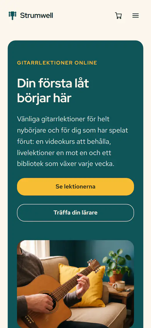 Mall för onlinelektioner, på en telefon