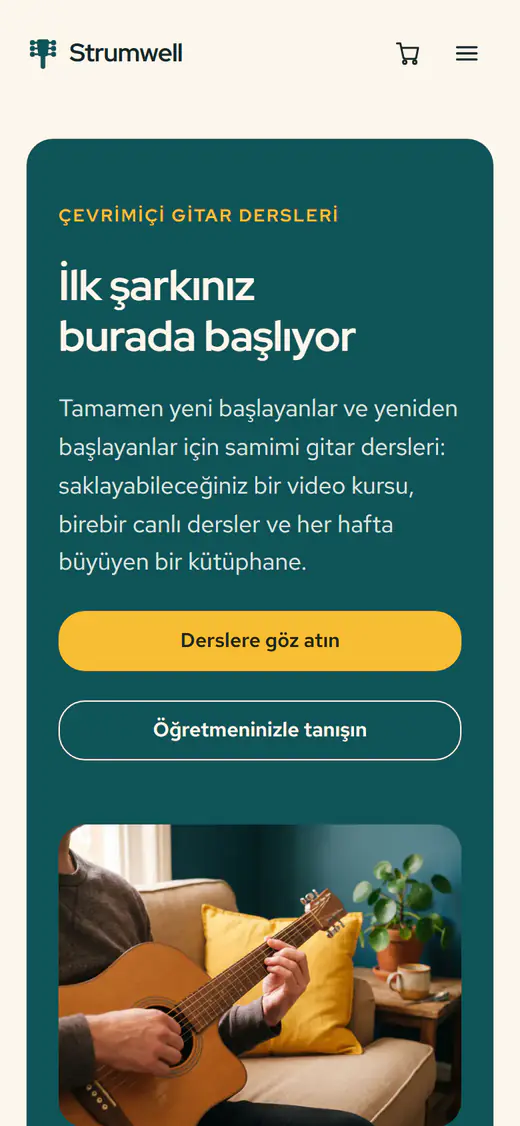 Çevrimiçi ders web sitesi şablonu, telefonda