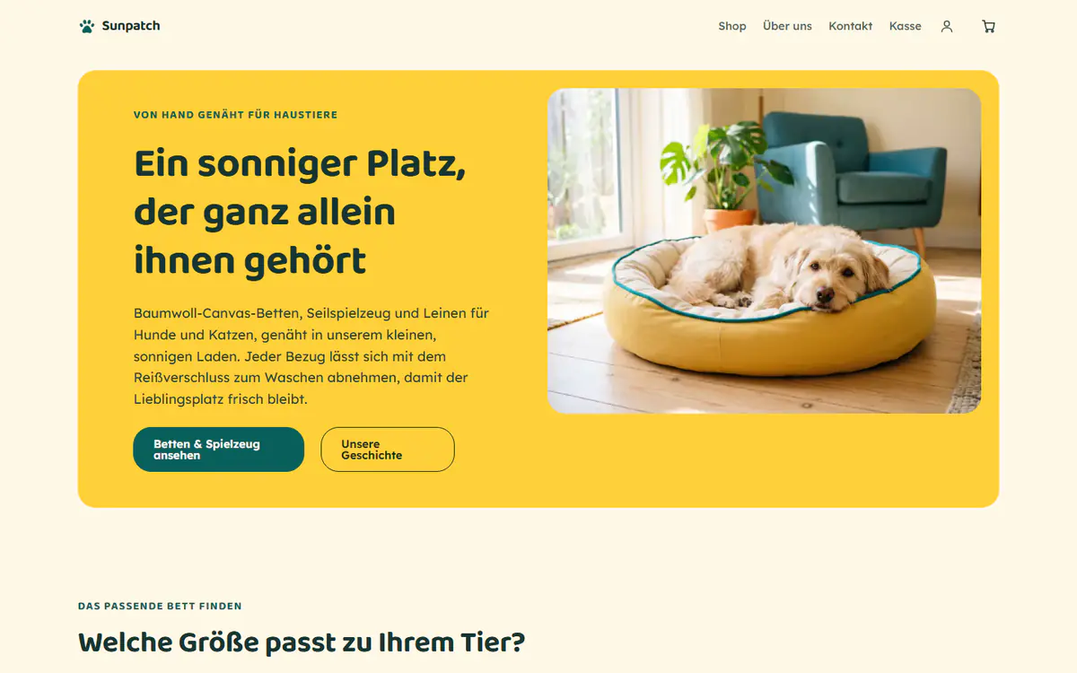 Shop-Vorlage für Tierbedarf auf einem Computer