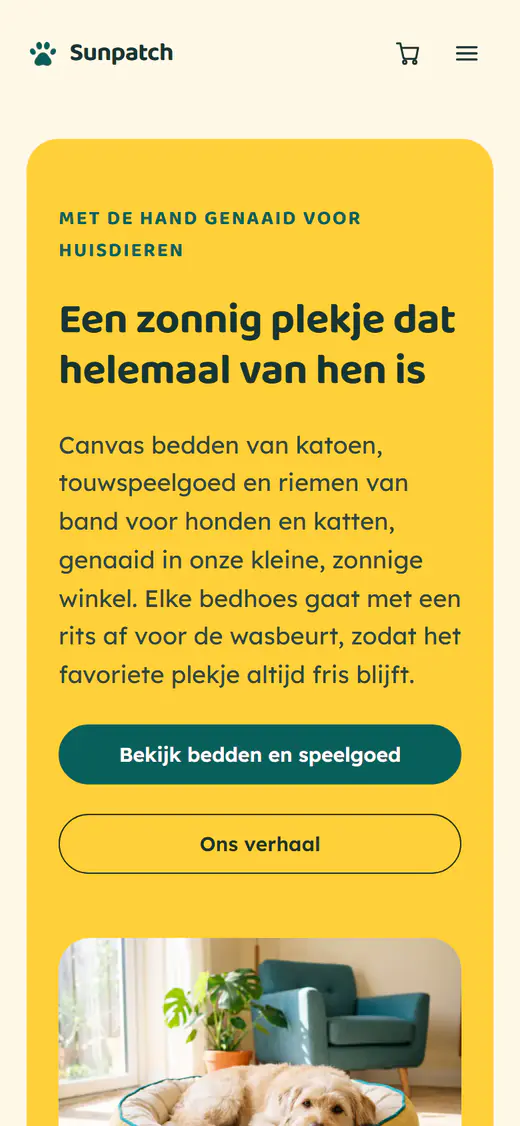 Sjabloon voor een dierenwinkel, op een telefoon