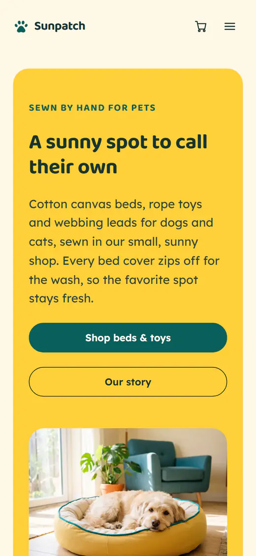 Pet supplies store template, on a phone