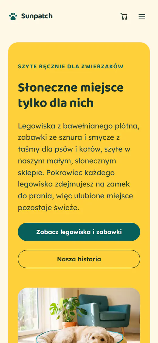 Szablon sklepu z artykułami dla zwierząt na telefonie