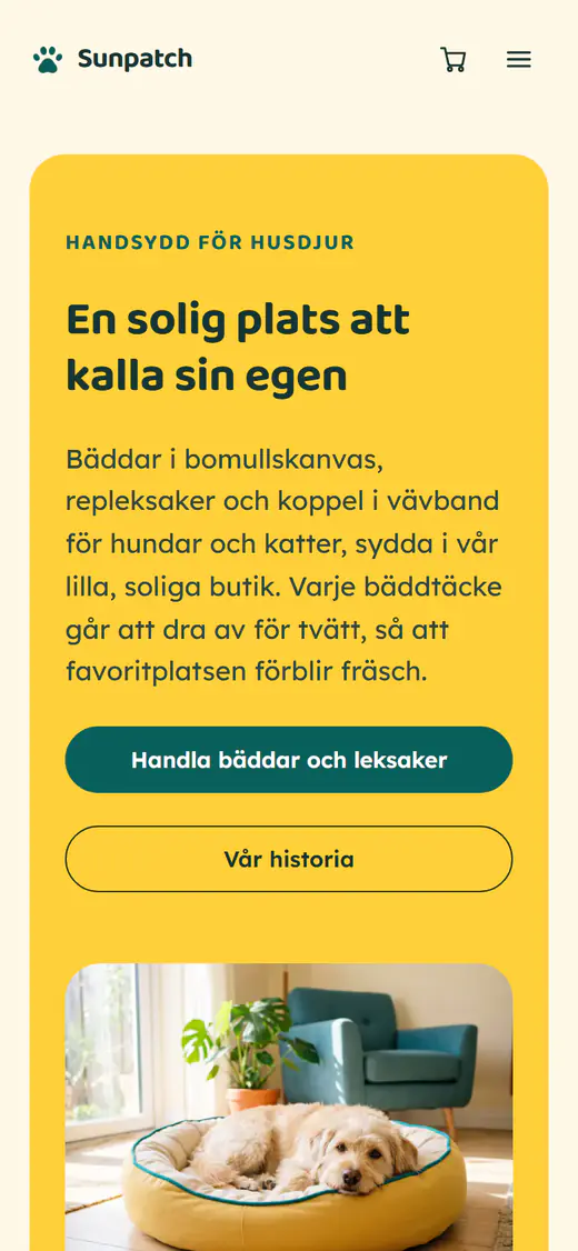Mall för djurbutik, på en telefon