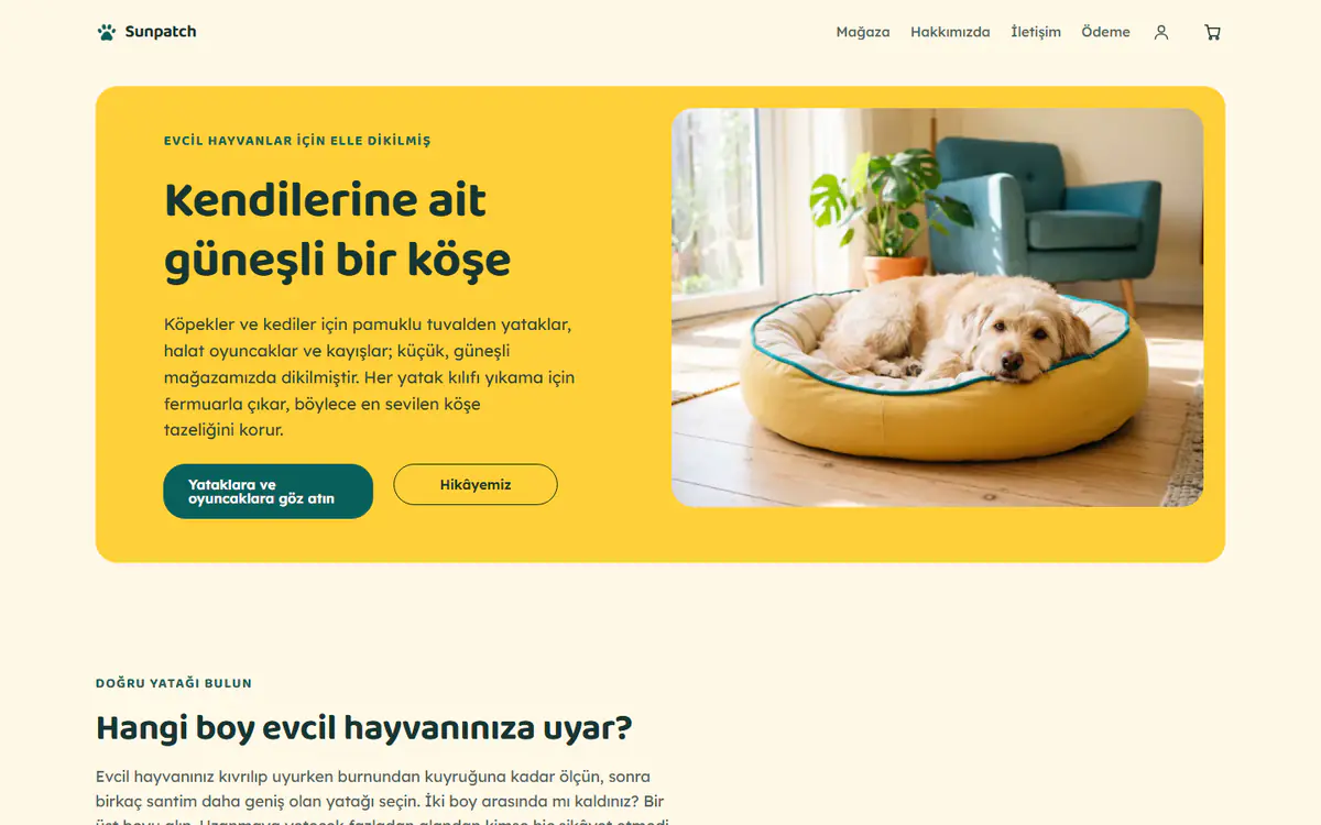 Evcil hayvan ürünleri mağazası şablonu, bilgisayarda